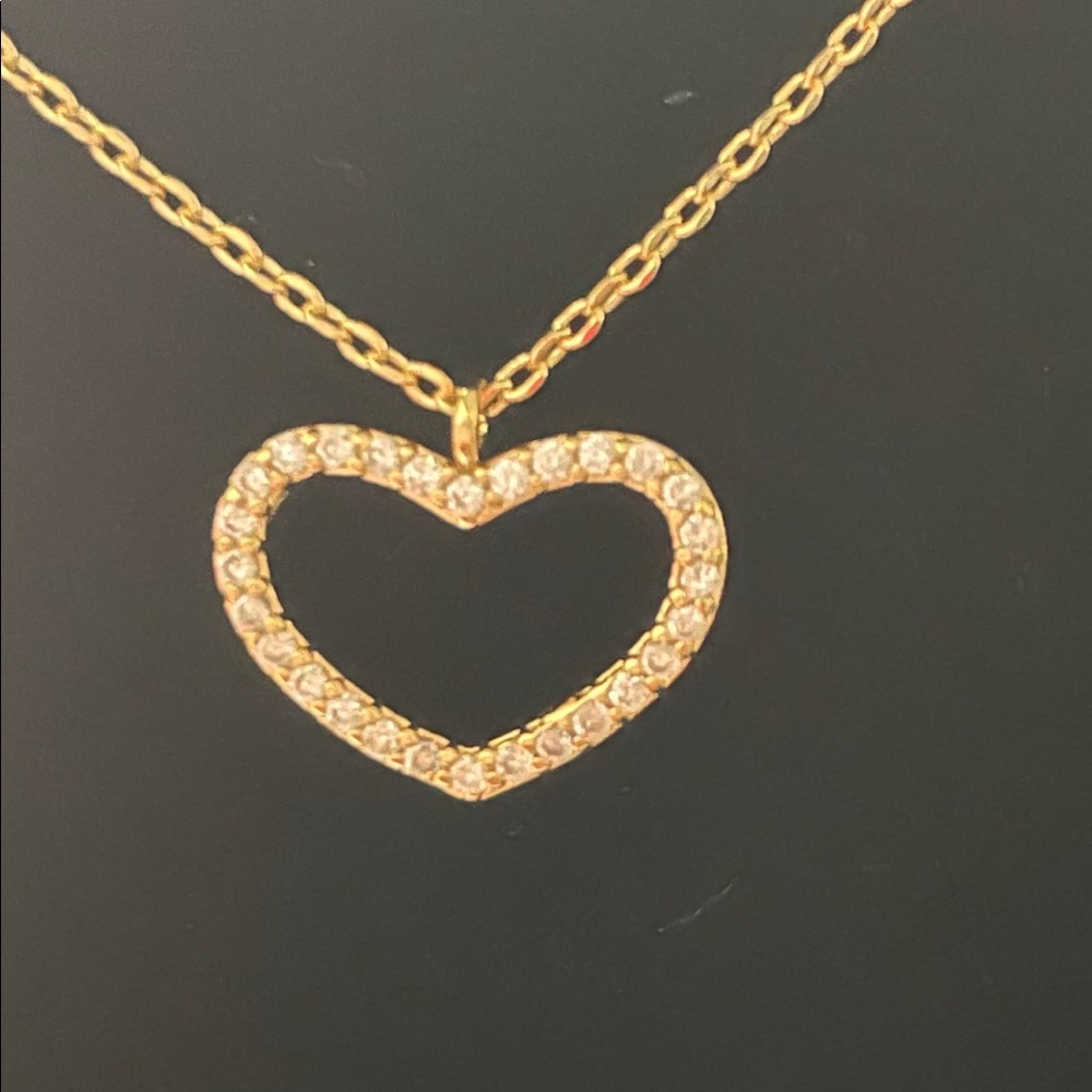 Cubic Zirconia 14K Heart Pendant with Necklace